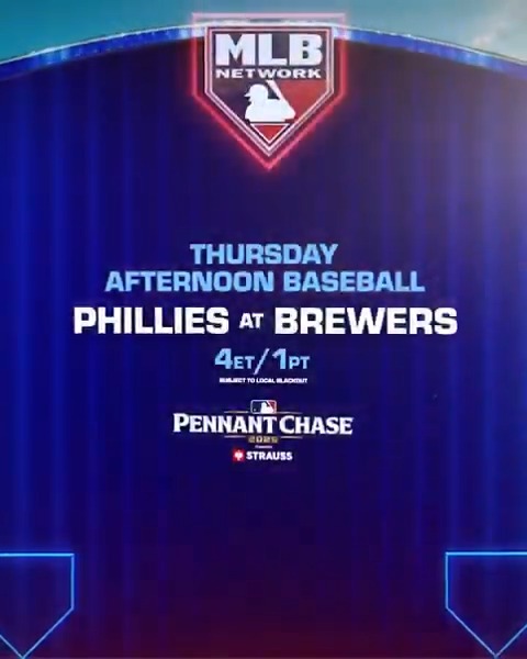 A big-time National League matchup is coming your way this afternoon as the Philadelphia Phillies and Milwaukee Brewers go head-to-head in Milwaukee next! 📺 MLB Network