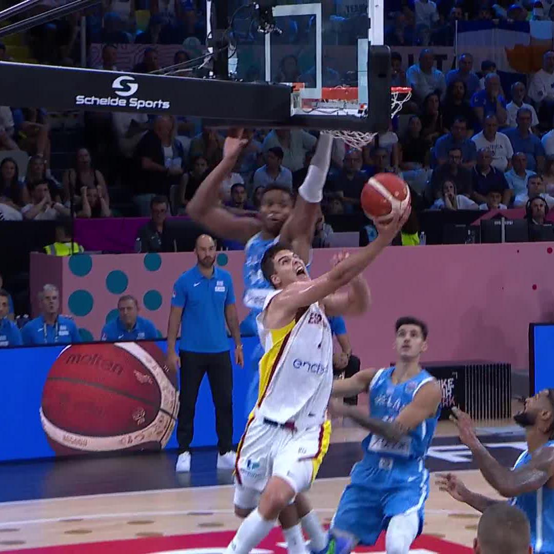 Jaime Pradilla sneaks it in over Giannis 🤹♂️ #EuroBasket | #MakeYourMark