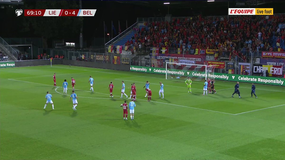 🇱🇮 - 🇧🇪 Tielemans s'offre un doublé, sur penalty, et ça fait 5-0 pour la Belgique contre le Liechtenstein #lequipeFOOT Suivez la fin du match en direct ➡️