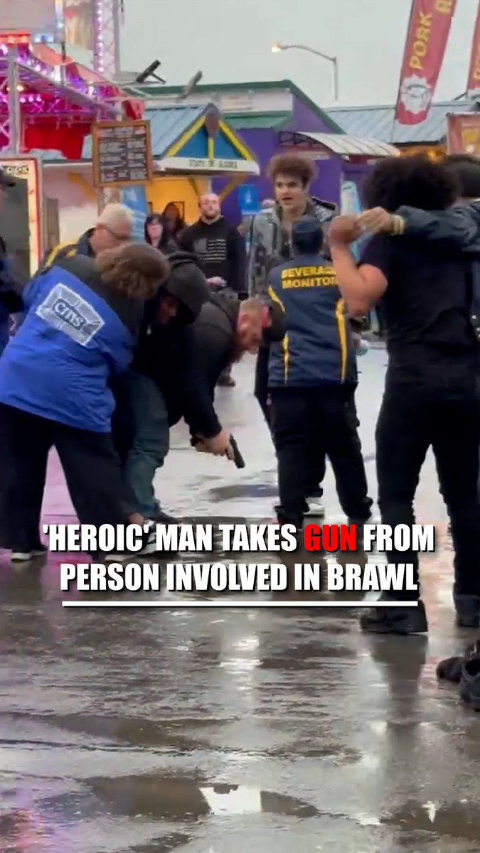 FAIR ‘HERO’: A 24-year-old man is being celebrated for his bravery after stepping in to prevent a violent situation, wrestling a gun away from a man during a brawl at the Alaska State Fair.