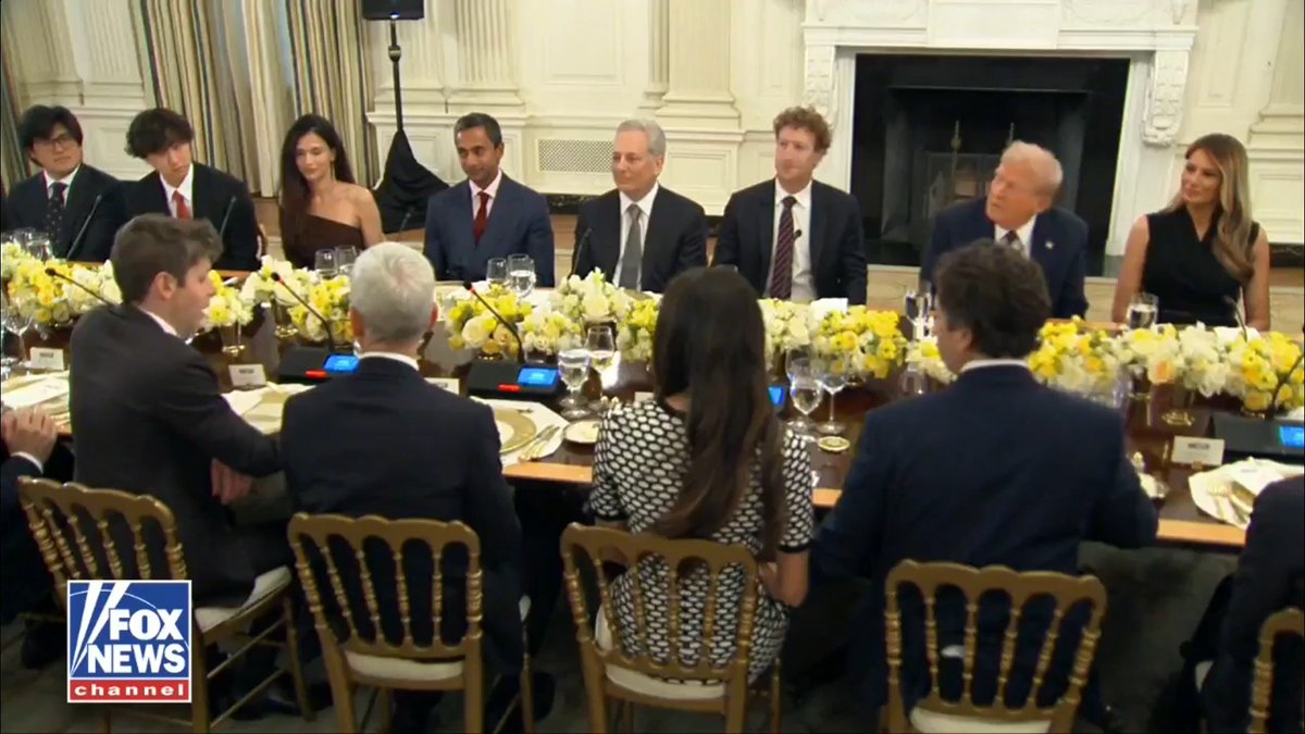 OpenAI CEO Sam Altman to President Trump at White House event with top tech leaders: "Thank you for being such a pro-business, pro-innovation president. It's a very refreshing change."