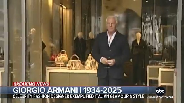 Legendary Italian designer Giorgio Armani has died at age 91. Armani redefined the fashion industry, becoming one of the first designers to tether his business to dressing the most famous and powerful people in the world. Matt Gutman reports.