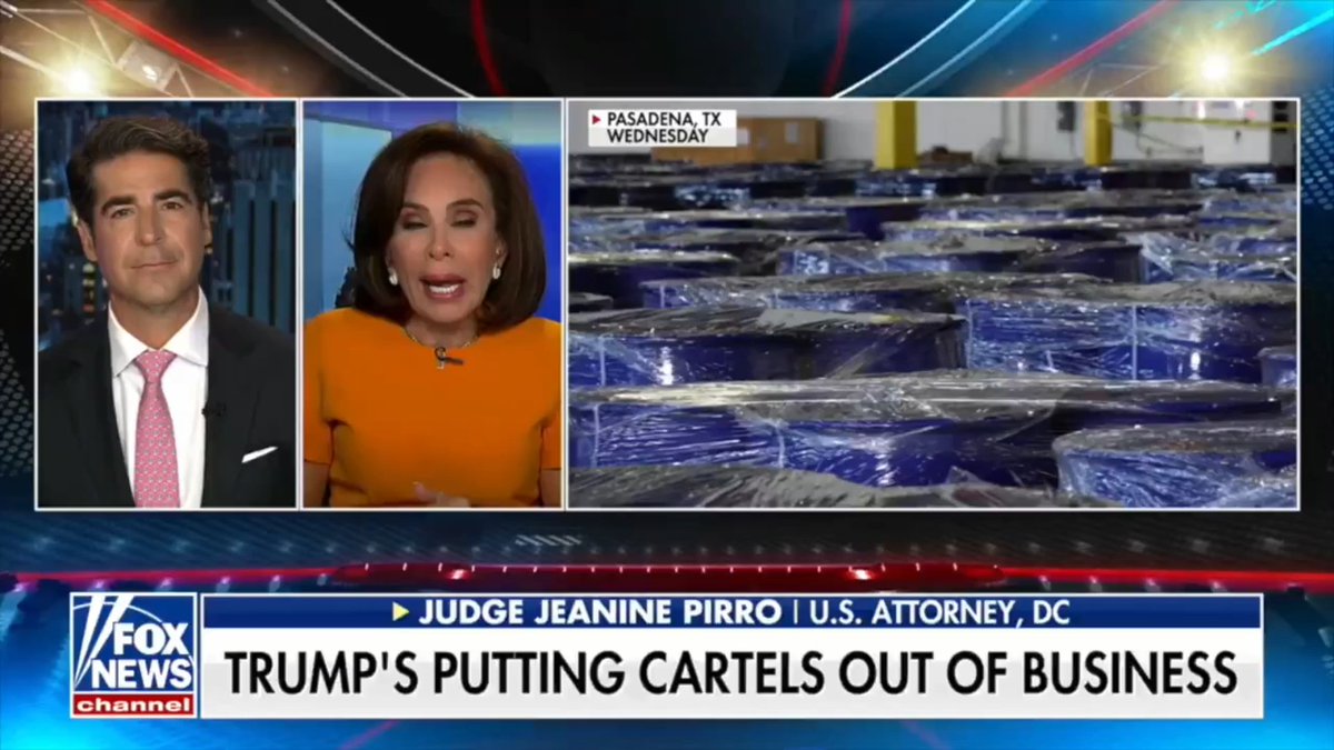 .Jeanine Pirro: "Every day the American people see the damage in this undeclared war by China in delivering these drugs that are killing Americans... President Trump has made the decision to give us the power to do something about it, and that’s just what we’re doing." | Jesse Watters