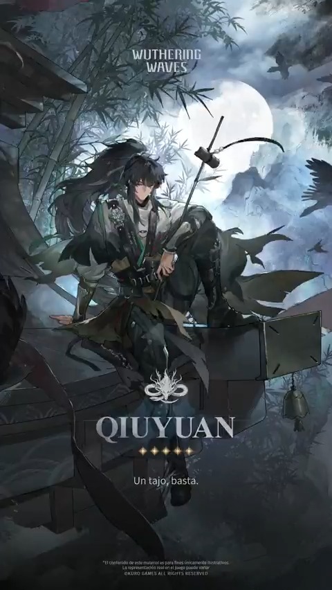 Antropoceno de poslamento: Estrellas cruzadas — Qiuyuan La lluvia azota de repente, y las hojas de bambú bailan en el viento. Qiuyuan contiene la respiración, mientras la luz se refleja en su espada afilada. Percibe al instante el estado de ánimo y el punto débil del enemigo, y como un destello, la espada se lanza con rapidez, acabando con él sin dejar rastro. #WutheringWaves #Qiuyuan