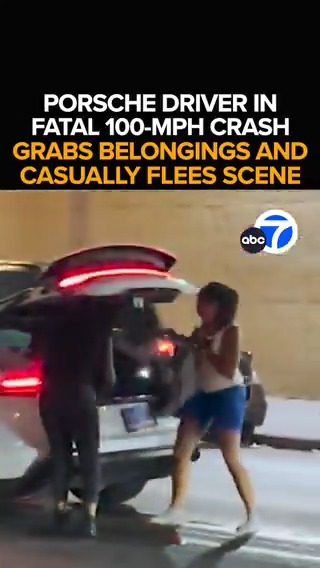 Police say a prostitute speeding in her Porsche at nearly 100 miles an hour slams into another car, killing a 25-year-old man. But what this callous crash suspect does next stuns bystanders. The big bucks reward for her capture. Tonight at 11 from ABC7.