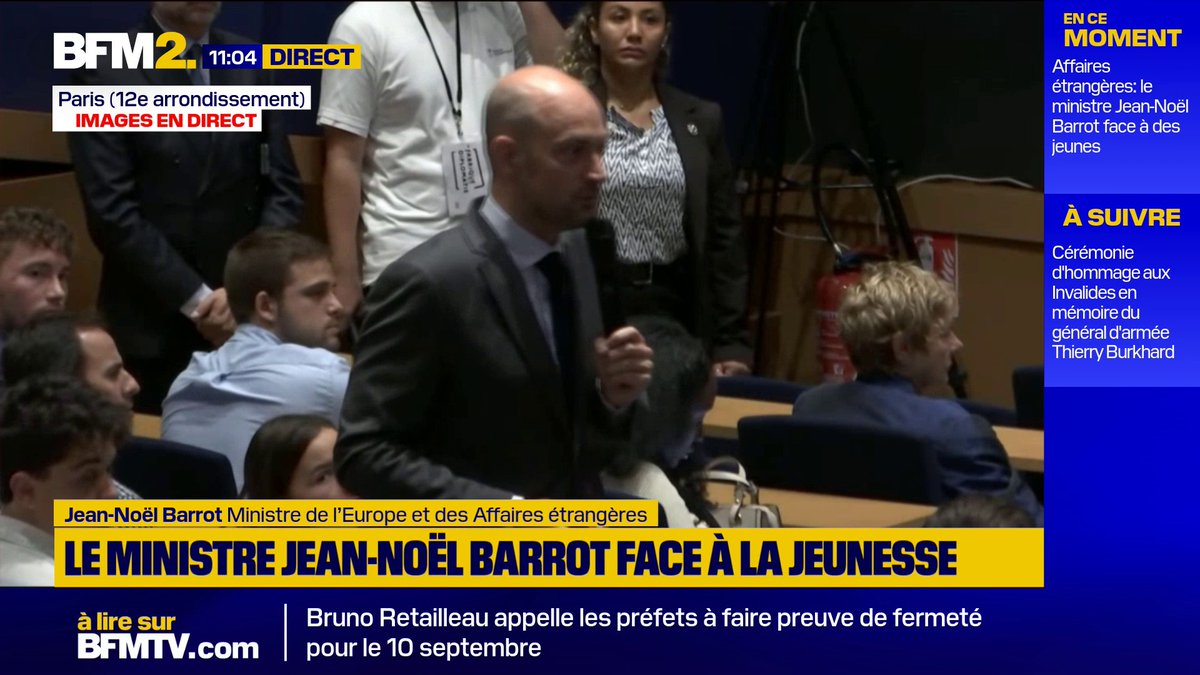 Selon Jean-Noël Barrot, le Conseil de sécurité de l'ONU est "insuffisamment représentatif des puissances qui depuis 1945 ont émergé.(...) Il y a en particulier un absent notable parmi les membres permanents du Conseil de sécurité: c'est le continent africain" #BFM2