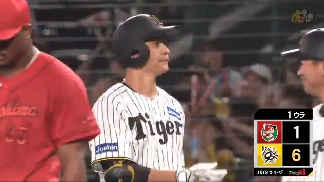 今夜もタイムリー！1回裏、大竹選手のレフトタイムリーヒットで6点目！ #hanshin #虎テレ #阪神タイガース #鼓動を鳴らせ_虎道を進め