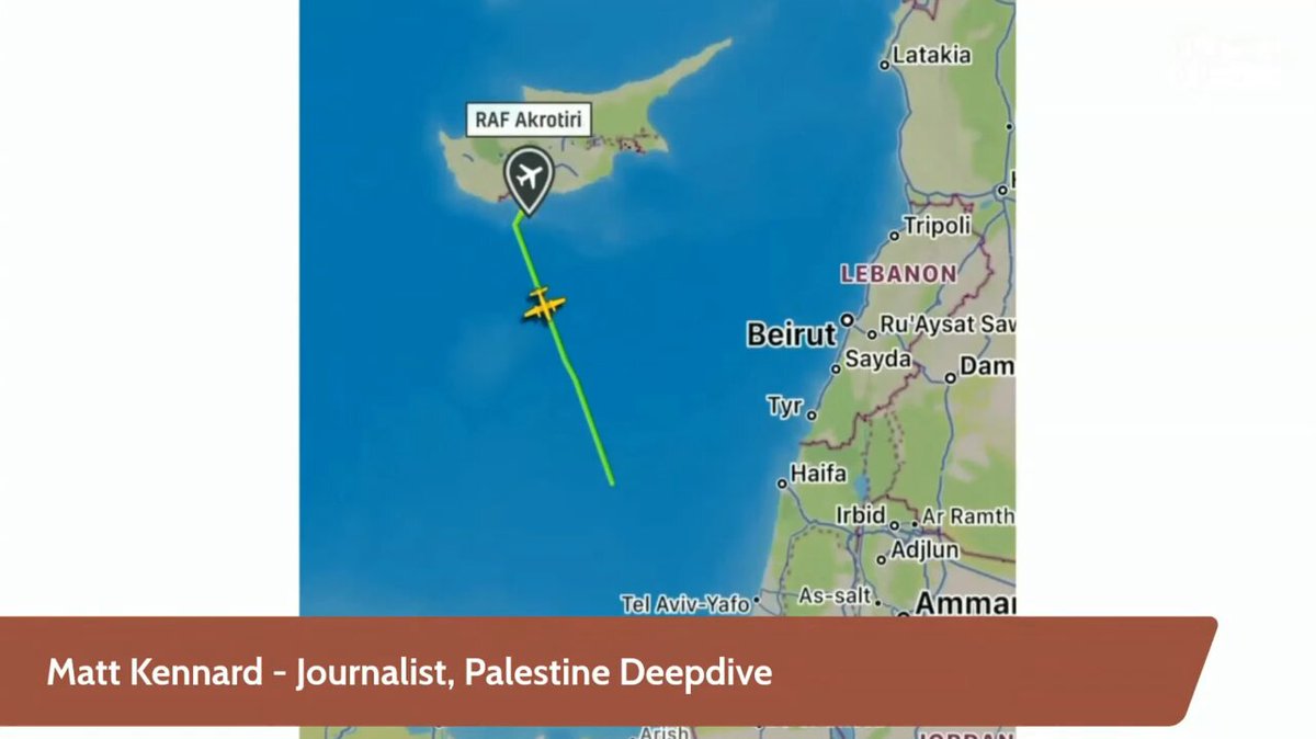.Matt Kennard has been covering the story of UK surveillance flights over Gaza, &amp; here he tells the Gaza Tribunal how, following the MoD moving from using RAF aircraft to leased planes from the US, the pilot of one of the flights forgot to turn off the planes transponder.