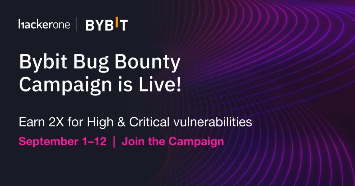 📣 Calling all security researchers! Bybit just launched a limited-time bonus on its HackerOne program. 💥 2X payouts for valid high or critical findings, now through Sept 12. Test your skills + earn more → #BugBounty #Cybersecurity #HackForGood #TogetherWeHitHarder