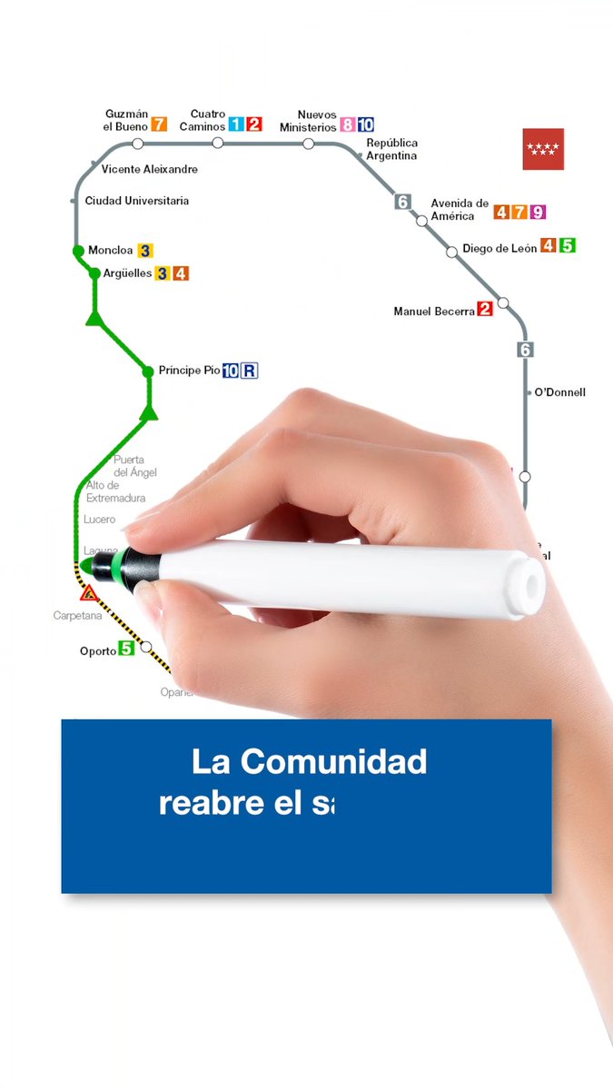 🚇 La Comunidad de Madrid reabre mañana el arco oeste de la L6 entre Moncloa y Legazpi. #ObrasL6 #TrabajamosParaTi