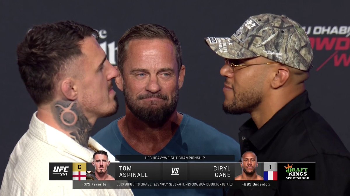 The countdown for October 25th is on 🍿 Tom Aspinall and Ciryl Gane go face-to-face! #UFC321 | Oct 25 | LIVE on TNT Sports Box Office &amp; discovery+