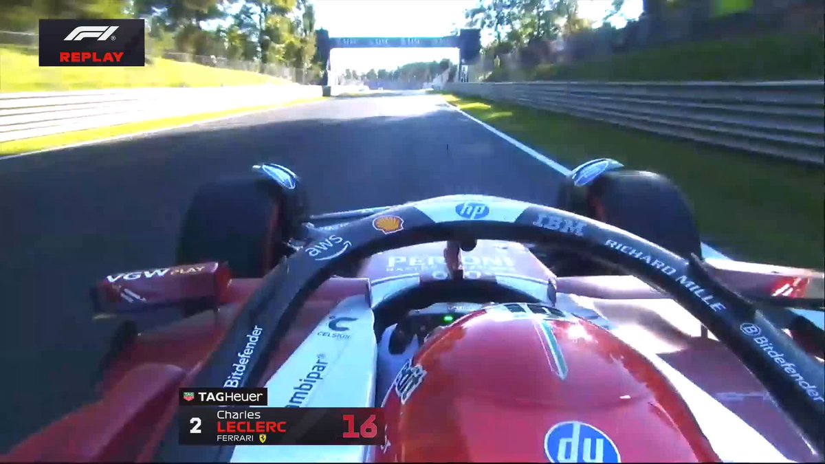 A left front lock-up for Charles and he has to bail into the gravel at the Ascari chicane 🎥 #F1 #ItalianGP