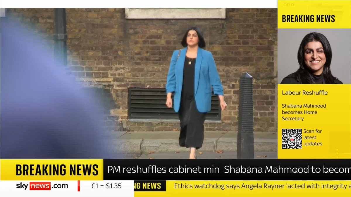 Shabana Mahmood is to become the new Home Secretary. She has now entered 10 Downing Street. 📺 Sky 501, Virgin 602, Freeview 233 and YouTube