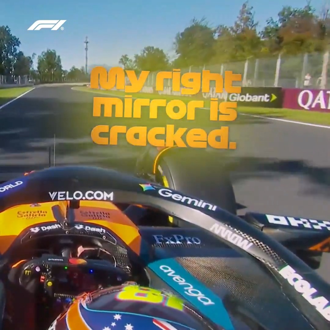 A mirror image for the McLaren drivers 😮 Both Lando and Oscar had issues with their right wing mirrors in FP2 #F1 #ItalianGP