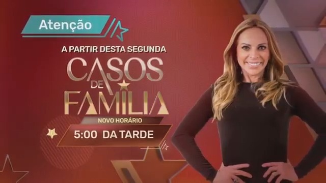 Aviso do SBT informando o novo horário do "Casos de Família". #CasosDeFamilia