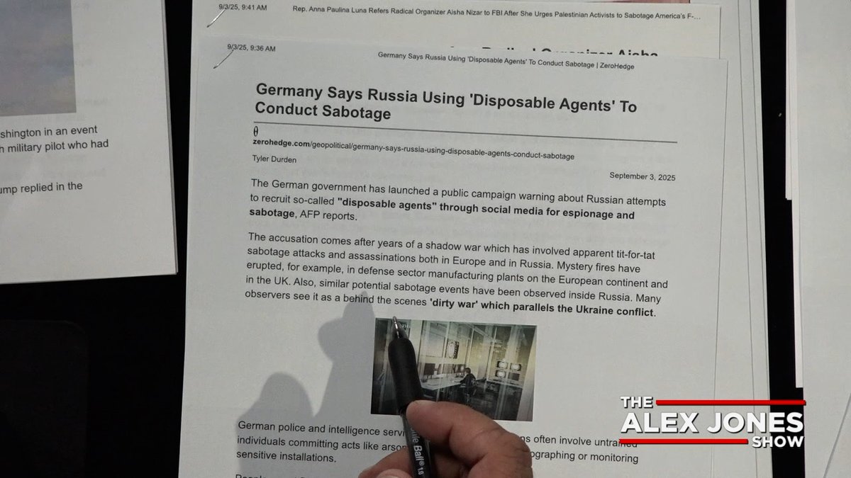 BREAKING: German Intel Says Russia Is Using 'Disposable Agents' To Sabotage! Alex Jones Reveals How This Kind Of Asymmetrical Warfare Is Prevalent Through Globalist Activities Worldwide