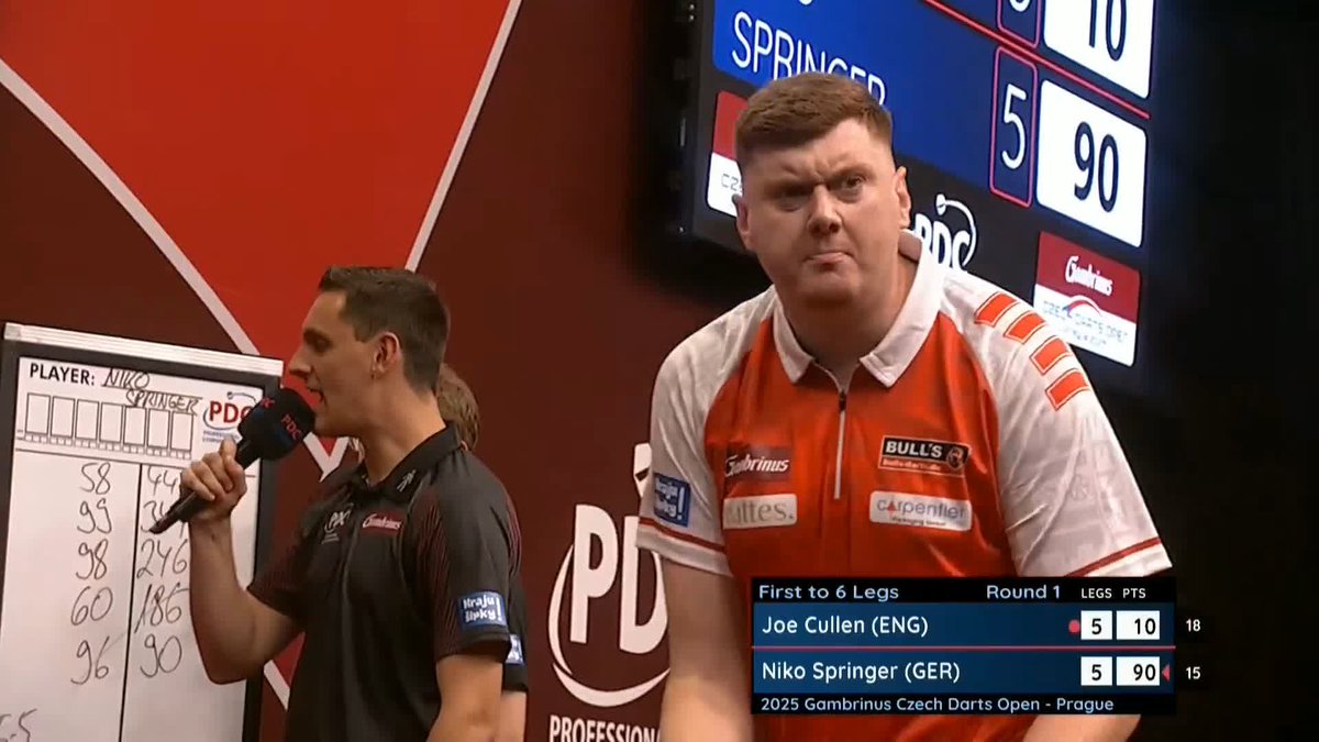 COMEBACK COMPLETE! Niko Springer battles back from 5-3 down, finding two breaks of throw to defeat Joe Cullen in a decider! Heartbreak for The Rockstar, who missed four match darts! 📺 #ET11
