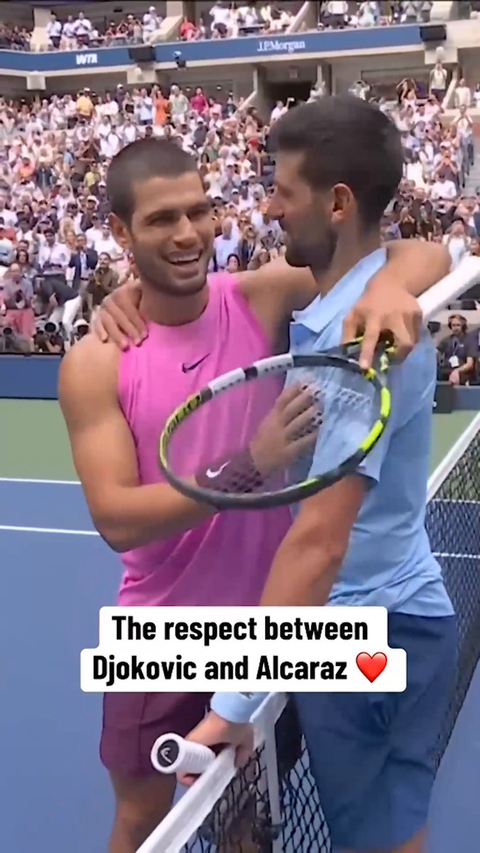 Djokovic and Alcaraz after the US Open semifinal ❤️ Two tennis greats 🙌