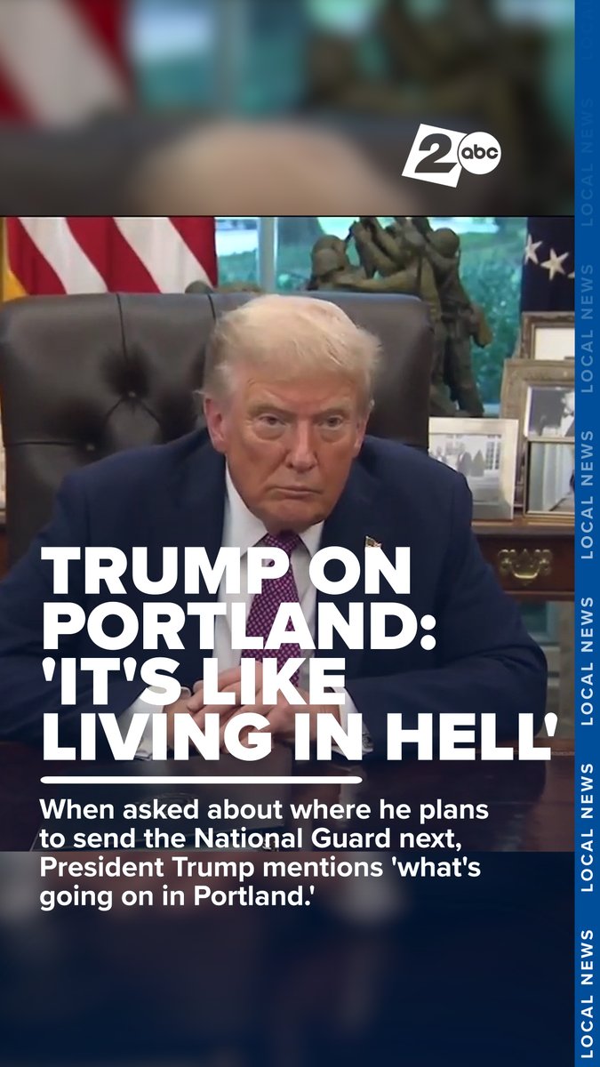 President Donald Trump was asked where he would send the National Guard next during an Oval Office interview, and he floated the idea of Portland, mentioning recent television coverage he saw of "the destruction of the city."