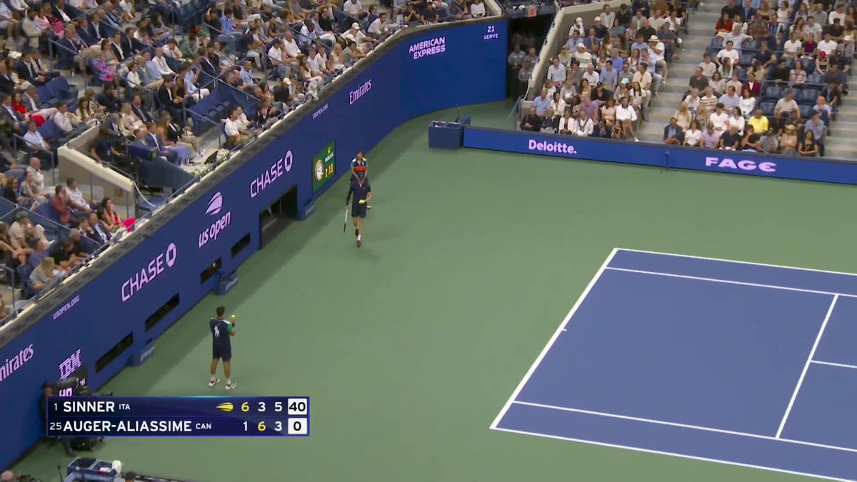Back on track. Jannik Sinner takes the third set 6-3.