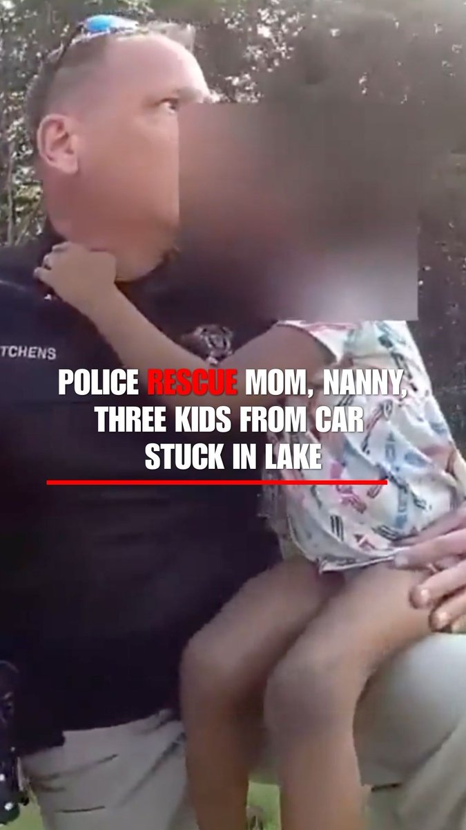 WATCH: Heroic officers rescue a mom, nanny, and three kids from a car that plunged into a lake after a driving mishap.