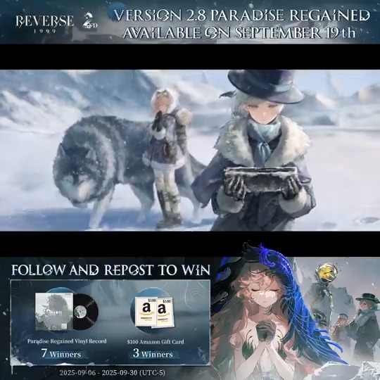 Version 2.8 Trailer - Paradise Regained | Reverse: 1999 When the threads of fate converge at the South Pole, will they bring us to the past or the future? Version 2.8 will be available on Sept. 19th (UTC-5). [Giveaway] 1. Follow Reverse: 1999 | Version 3.5 Available Now 2. RT trailer before Sept.30th