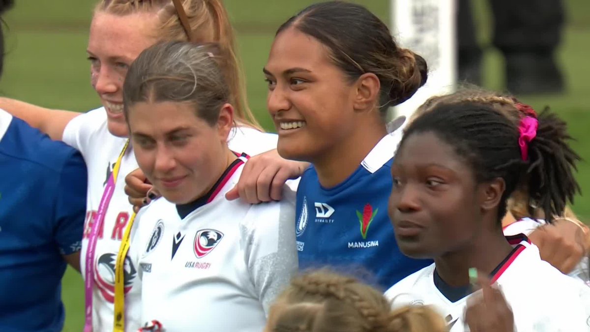 This is what sport is all about ❤️ USA and Samoa graciously come together after going head to head 🤝 Stream every Rugby World Cup match on Paramount+ 🏉