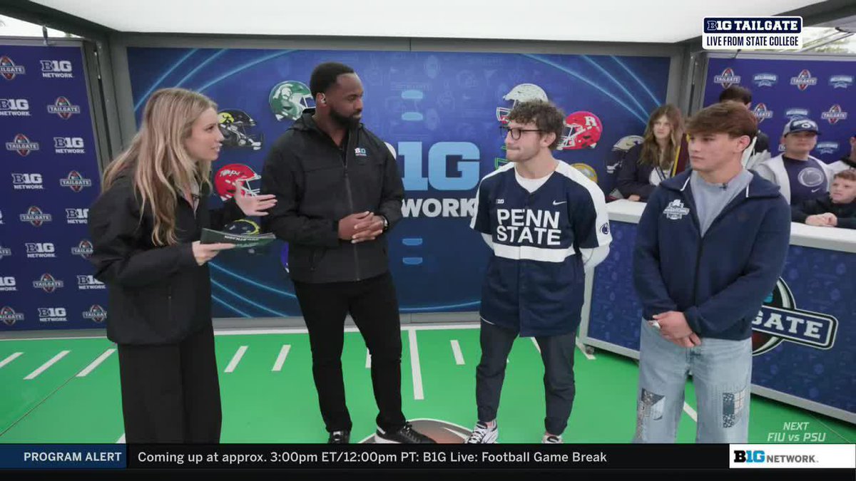 GOT HIM ‼️ Penn State WRESTLING's Mitchell Mesenbrink had to give Tyvis Powell a lesson on how to do a takedown during #B1GTailgate 🤣