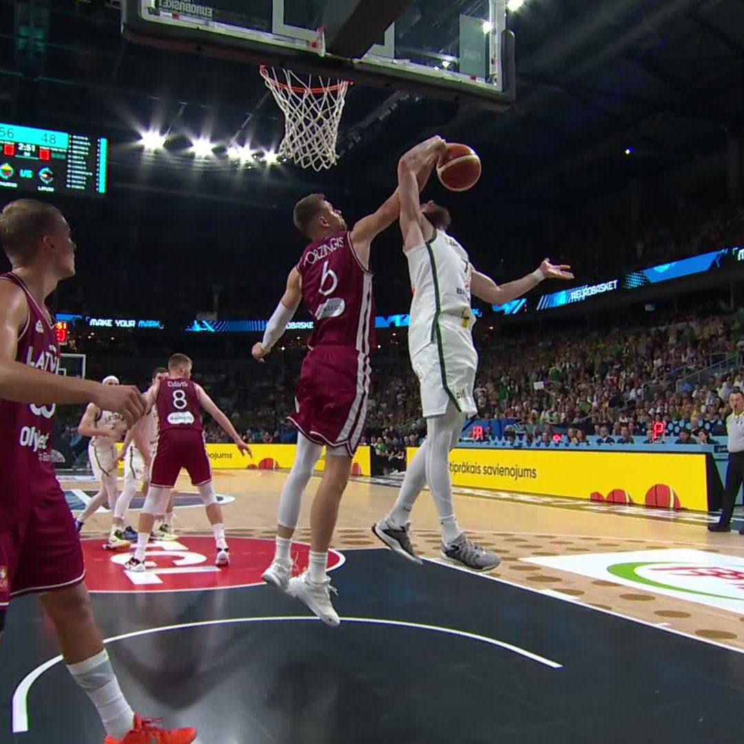 60 seconds of Kristaps Porzings BLOCKING THE HELL out of people in #EuroBasket 2025.