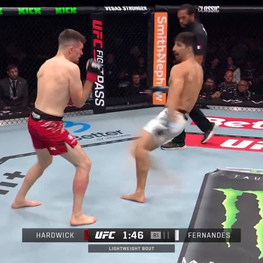 Kraue Fernandes 🇧🇷 avec le gros travail en kick ! Il s’impose par TKO #UFCparis