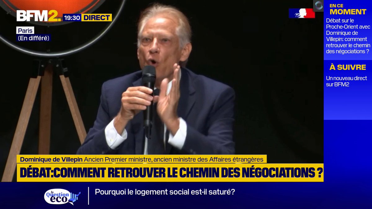 Gaza: "Le plus grand espoir de paix, c'est la capacité pour Israël d'ouvrir les yeux sur sa responsabilité d'État, sur son destin de peuple côtoyant un autre peuple", assure Dominique de Villepin, ancien Premier ministre #BFM2