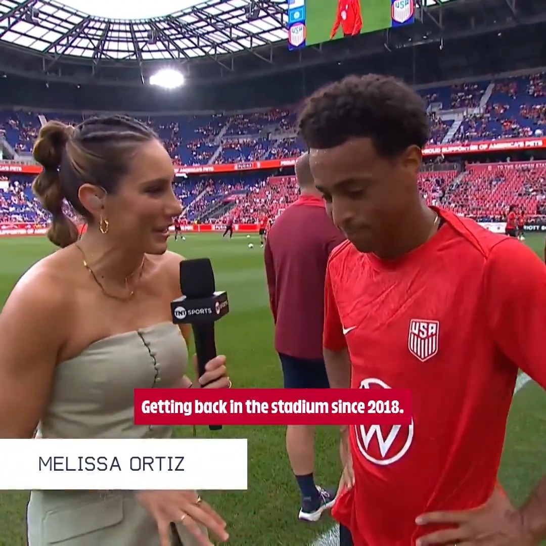 Back home for Tyler. Tyler Adams caught up with Melissa Ortiz ahead of kickoff as we get underway at Sports Illustrated Stadium.