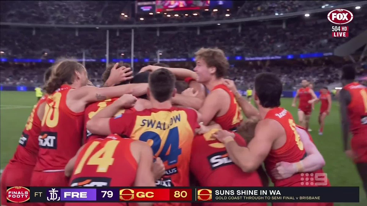 "What a special moment" 👏👏 The panel reacts to David Swallow's match-winning point as the Suns broke through for their first finals victory. #9AFLSFS | Watch on Nine & 9Now 🖥️
