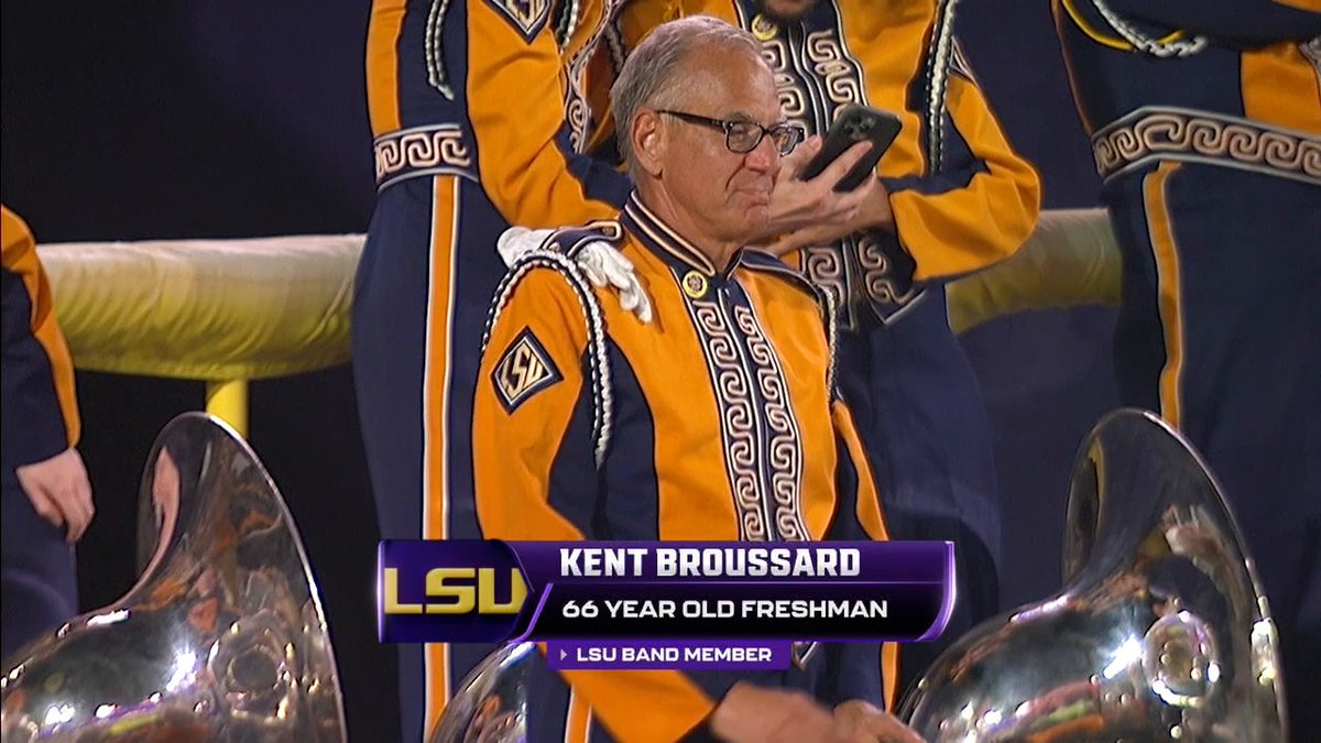 LSU band member Kent Broussard shows it's never too late to make your dreams come true 🥹💜