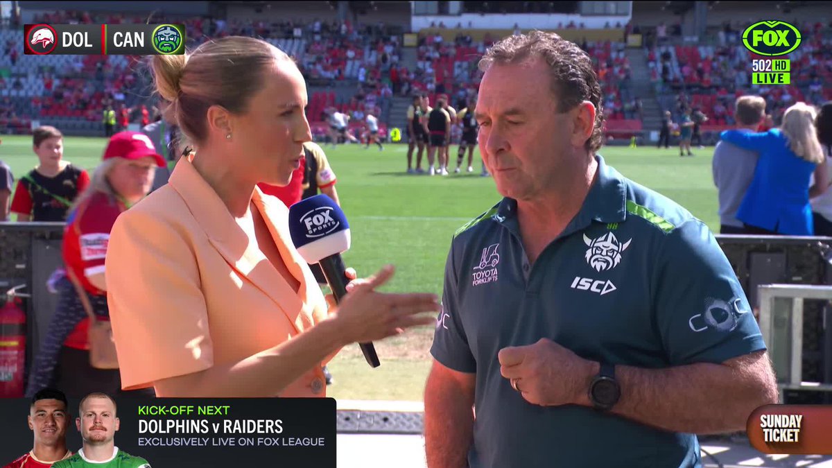 "We deserve that extra day because we're minor premiers." Ricky Stuart on why he wants Canberra to host Brisbane next Sunday. 📺Watch #NRLDolphinsRaiders on ch.502 or stream on Kayo: ✍️ BLOG 🔢 MATCH CENTRE