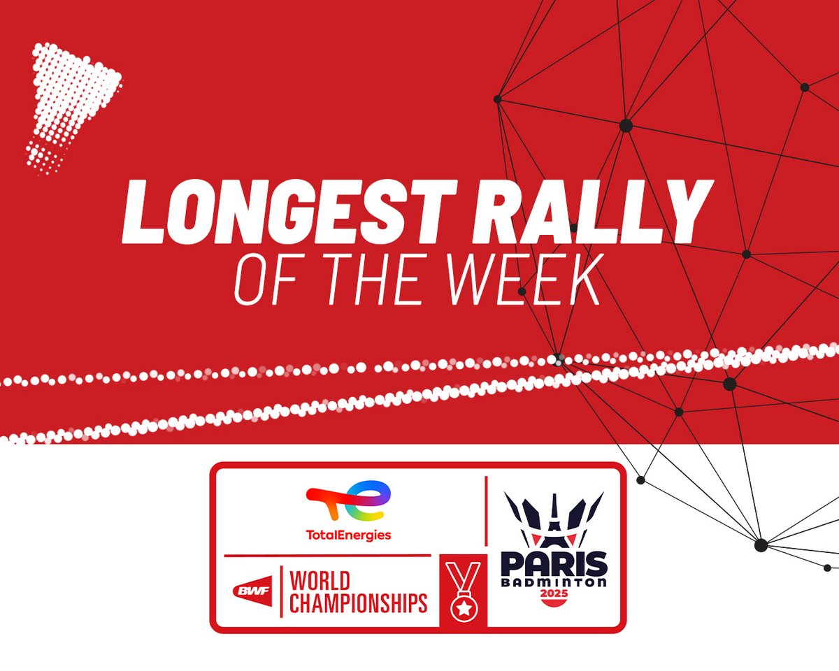 Sit back and enjoy the longest rally from #Paris2025! 🏸 #BWFWorldChampionships