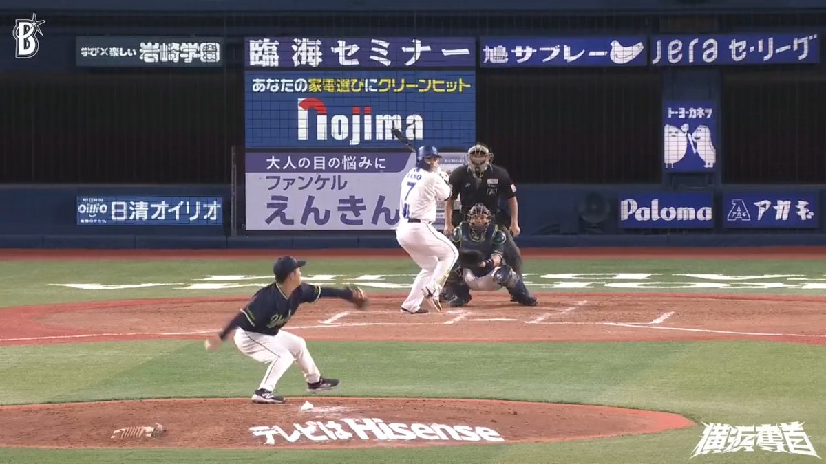 #佐野恵太 選手の打球が1塁線を抜けライトフェンスまで到達すると、1塁ランナーの #ビシエド 選手が一気に生還し同点のホームイン⭐💨🙌🙌🙌 4回裏 DB 1 - 1 S #横浜奪首 #全横浜で戦え #baystars