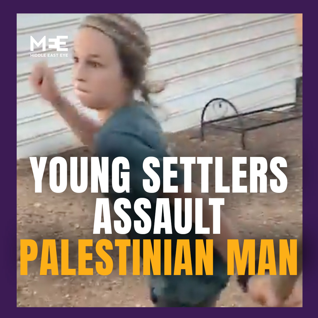 Two young settlers were filmed attacking a Palestinian in the occupied West Bank. The role of children in settler attacks has been a divisive topic in Israeli society, as in June, when a 14-year-old Israeli boy was hospitalised after attacking Israeli troops in a settler riot.