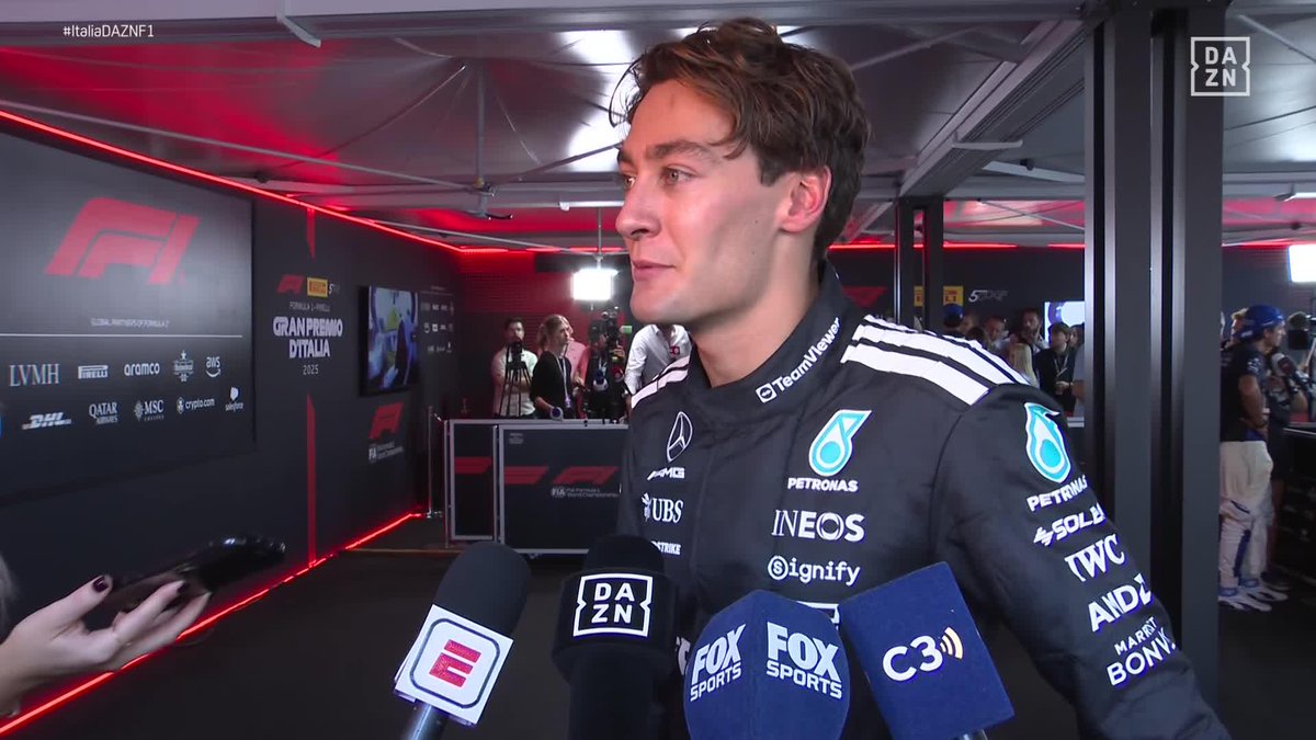 🗣️ Russell alucina con el "Expediente X" de Max "No entiendo cómo Verstappen está 50 segundos por detrás en Budapest y Bahrein y luego gana aquí por 20 segundos" #ItaliaDAZNF1 🇮🇹