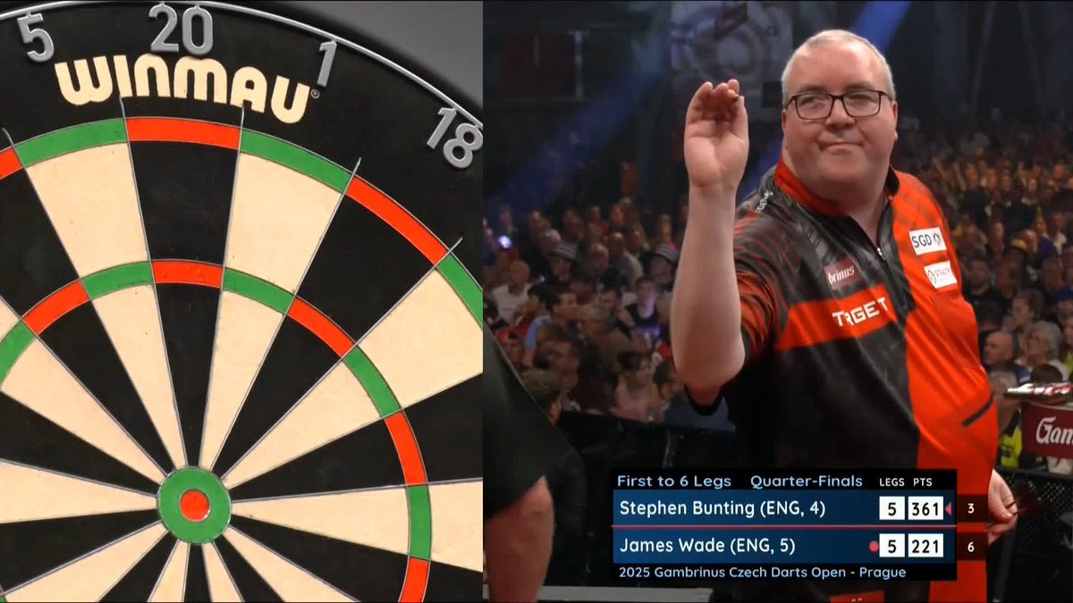 WADE WINS A THRILLER! James Wade wins with a brilliant 11-dart leg to seal the victory and book his place in the semi-final, beating Stephen Bunting 6-5! 📺 #ET11