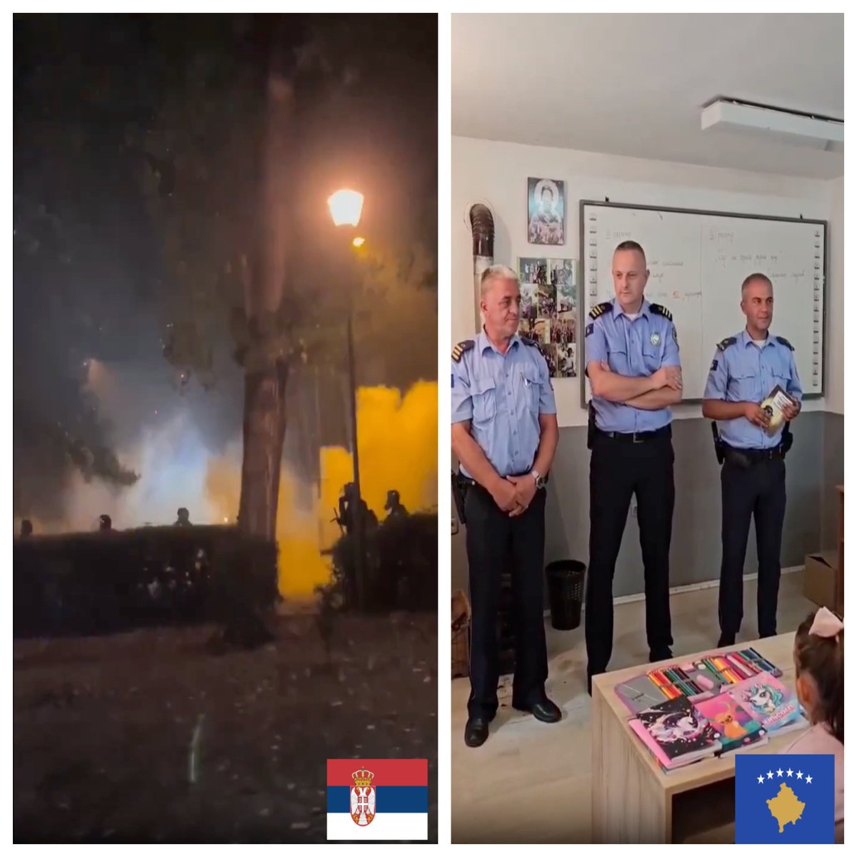 While Serbia’s police teargas and beat Serbs, the Kosovo Police give gifts to Kosovo Serb pupils and raise awareness about law enforcement and how it can protect and serve the community.