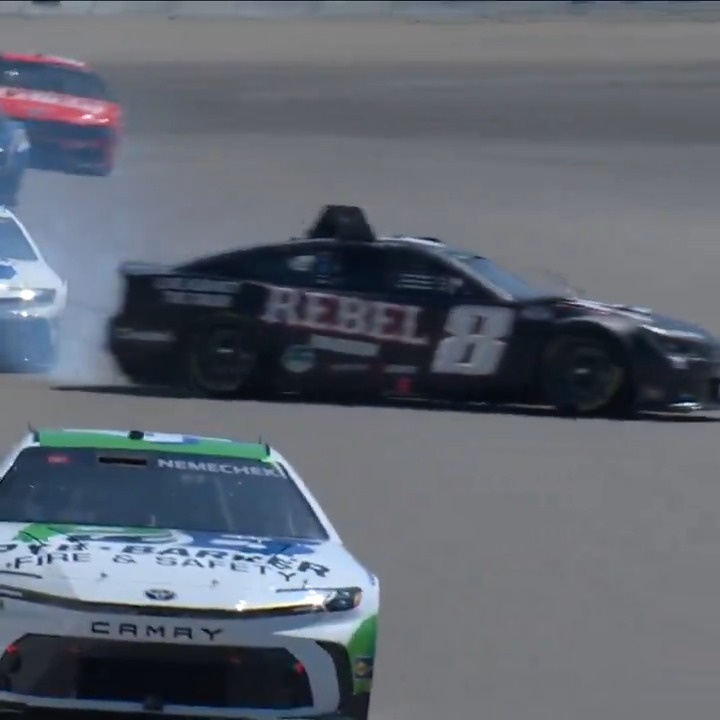 Our first caution of the day comes out due to this Kyle Busch spin off of Turn 2.