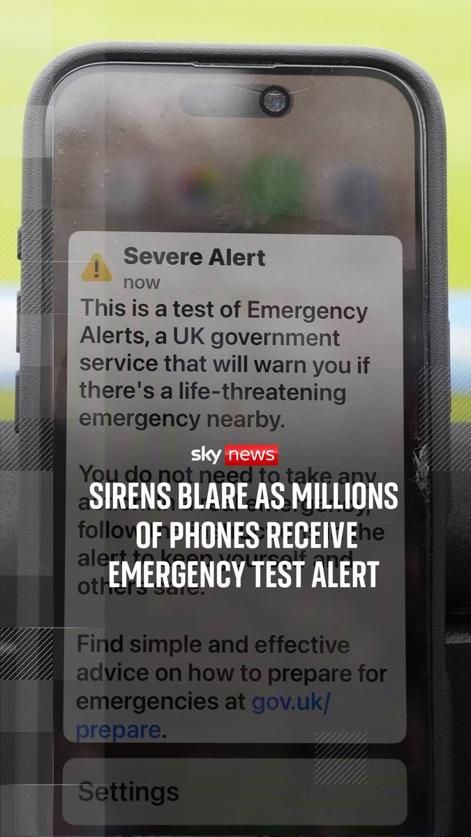 Tens of millions of mobile phones in the UK received a message and sounded a loud alarm in the second nationwide test of the government's public alert system. ⁠