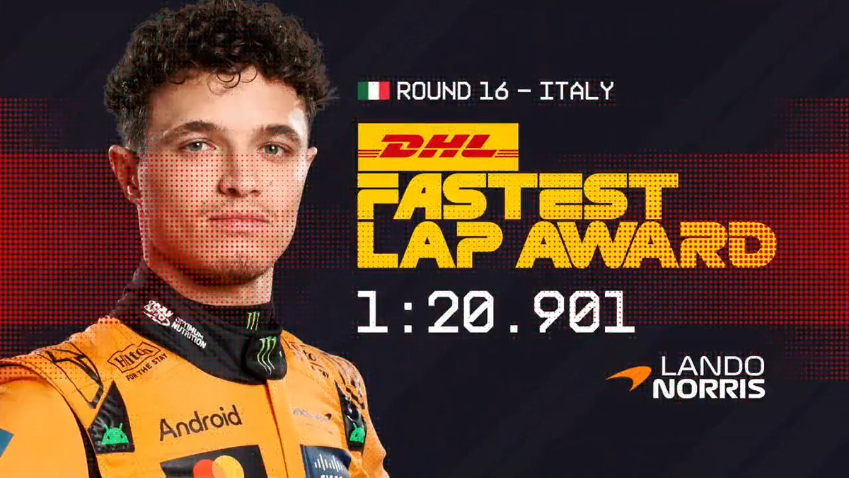 Lando Norris picked up his sixth DHL_Motorsports Fastest Lap of the 2025 season at Monza 👉 #F1 #ItalianGP #MomentsThatDeliver