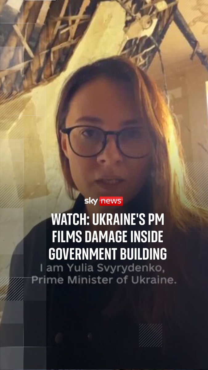 Watch: Ukraine's Prime Minister visits scene of Russian attack on government building. 