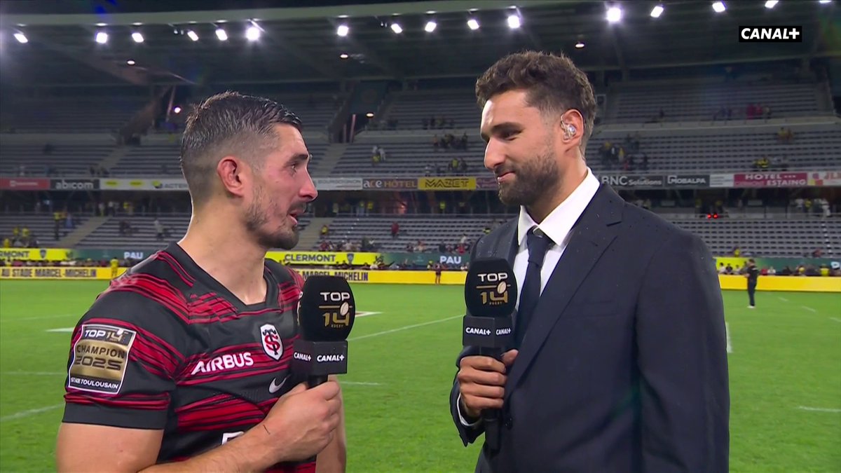 “Ce sont des gestes que l'on fait à l'entraînement pour s'amuser“ 🎙️ Thomas Ramos s'explique sur son coup de pied exceptionnel, décisif sur l'essai de Dimitri Delibes ! Stade Toulousain ⚡️ #TOP14