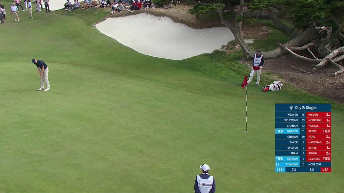 TOMMY MORRISON from way downtown to go 2 up with 4 to play! 🔥 The United States are all over the leaderboard right now. 👀