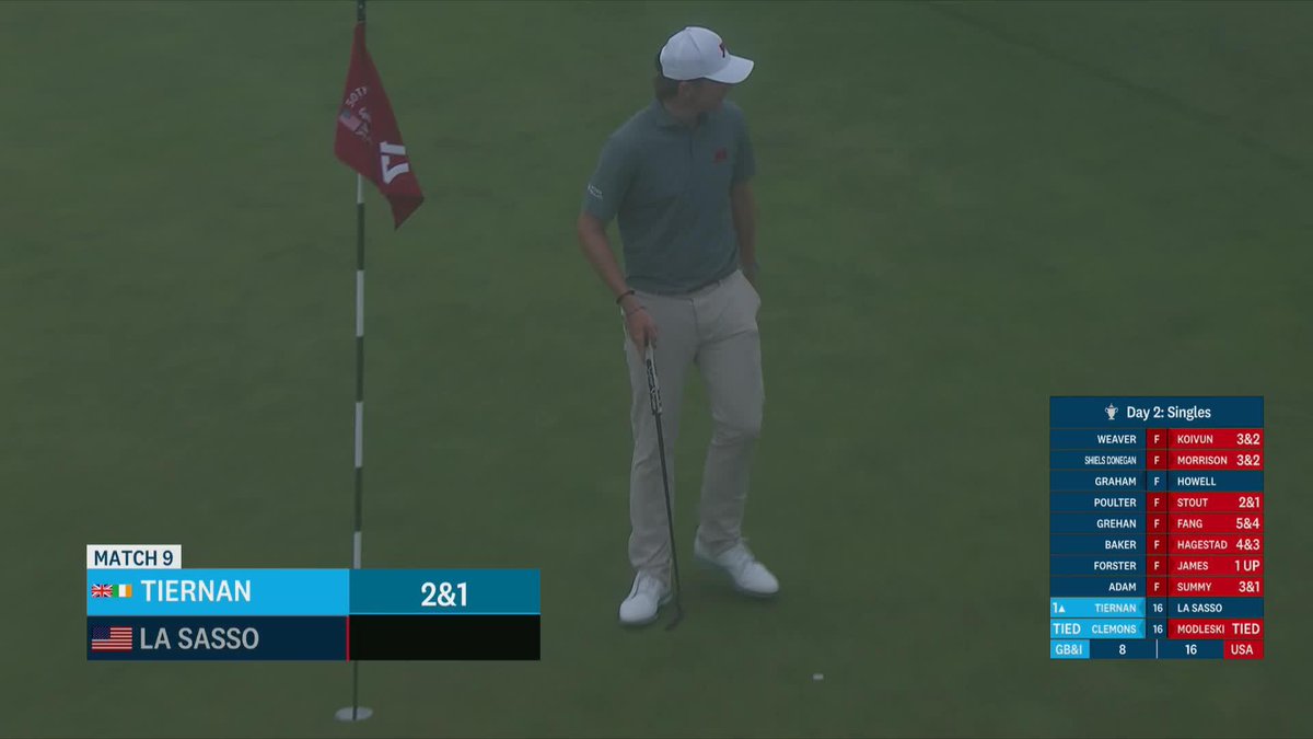 A memory he won't soon forget! 🇬🇧 🇮🇪 Gavin Tiernan puts a point on the board for Great Britain & Ireland in Sunday singles.