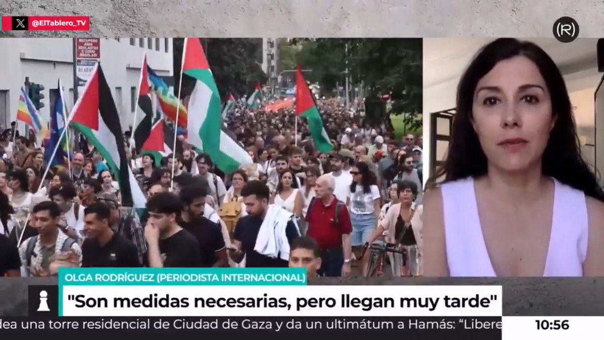 "Son medidas necesarias, pero que llegan muy tarde" Olga Rodríguez Francisco ✍️ sobre las medidas anunciadas por Pedro Sánchez en torno a Gaza e Israel 👇🏽 📺 EL TABLERO |