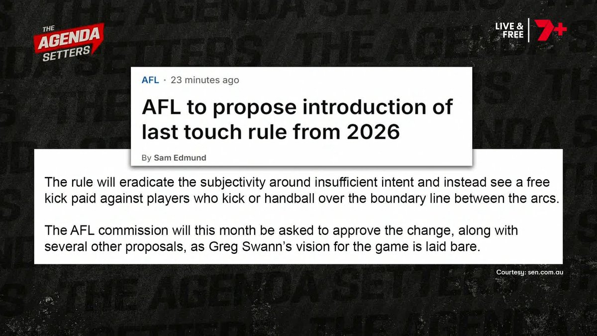 "I like it. It's worked really well in the SANFL, I was skeptical when it first was introduced." 🗣️ Kane Cornes on the last disposal rule